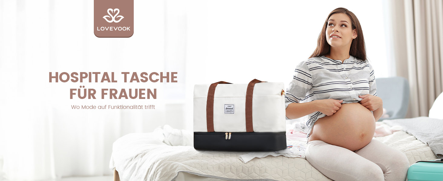 Сумка-рюкзак LOVEVOOK для жінок, 42L: водонепроникна дорожня сумка-мішок з відділенням для взуття, ідеальна для подорожей, спортзалу, пологів та Ryanair