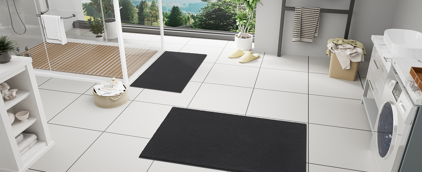 Килимок для ванної кімнати OLANLY з chenille, протиковзкий та гігроскопічний, 40x60 см, колір трав'яний зелений
