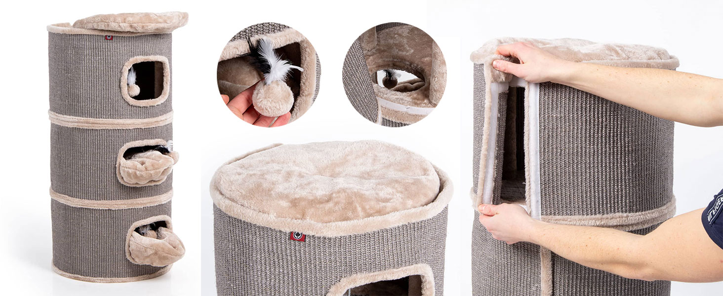 Котячий будиночок-крісло Tony: когтеточка, будинок, 3 печери, 90 см, сіра | CanadianCat