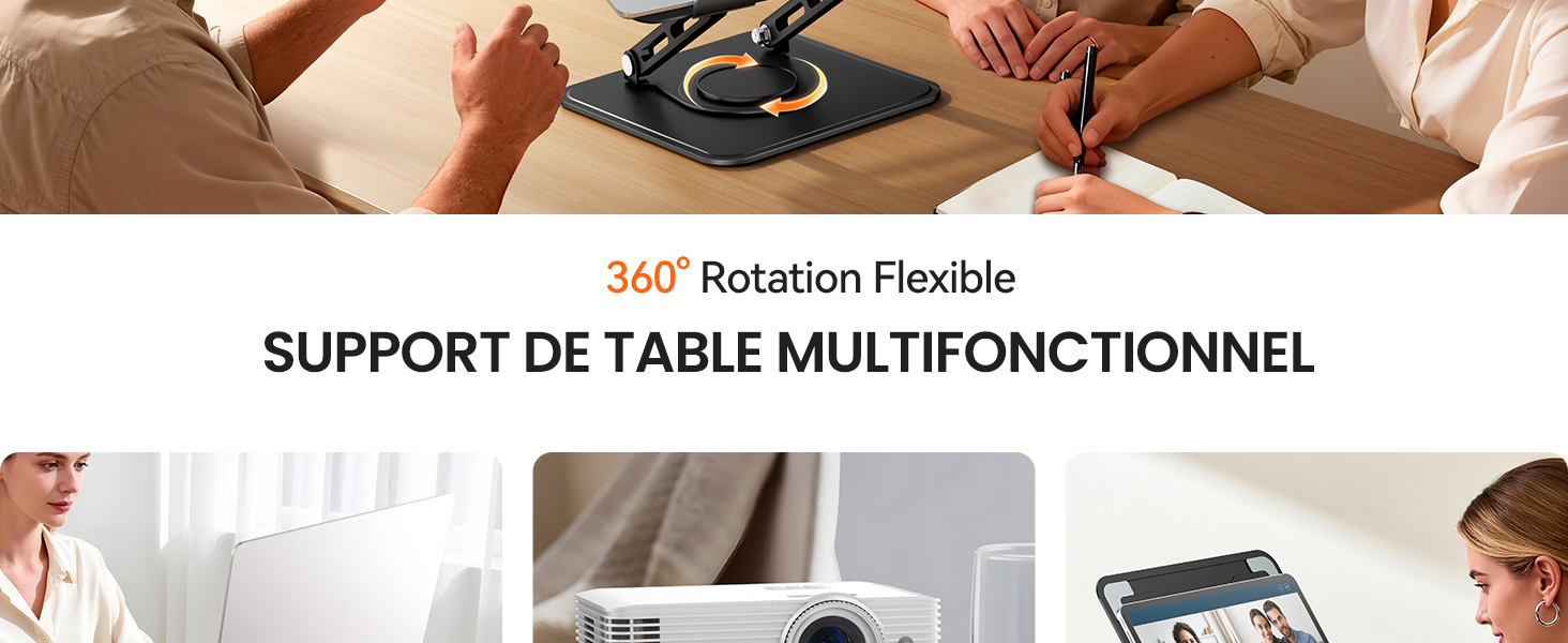 Підставка для ноутбука на стіл Tounee, регульована, 360° обертання, ергономічна, для MacBook Pro, Air та ноутбуків 10-16 дюймів – чорна