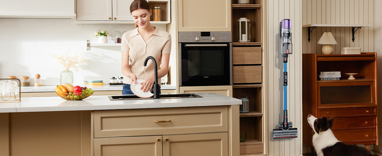 Бездротовий пилосос Proscenic P16 з акумулятором, 55 кПа, 550 Вт, 65 хв, гнучкий гофрований з'єднувач, GreenEye, щітка Anti-Tangle, для килимів, твердих поверхонь, шерсті домашніх тварин, автосалонів, блакитний