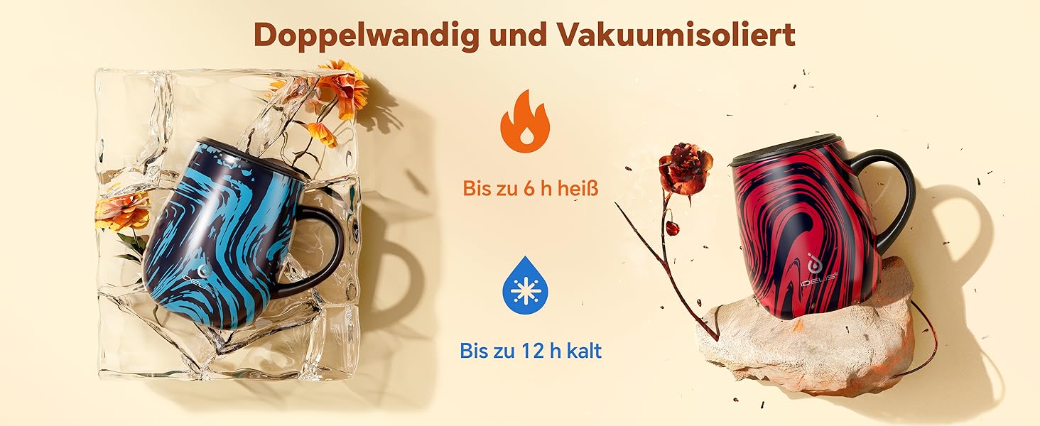 Кружка Ideus 470 мл з нержавіючої сталі, подвійні стінки, ізольована, з кришкою, зелений (Rotes Zebra)