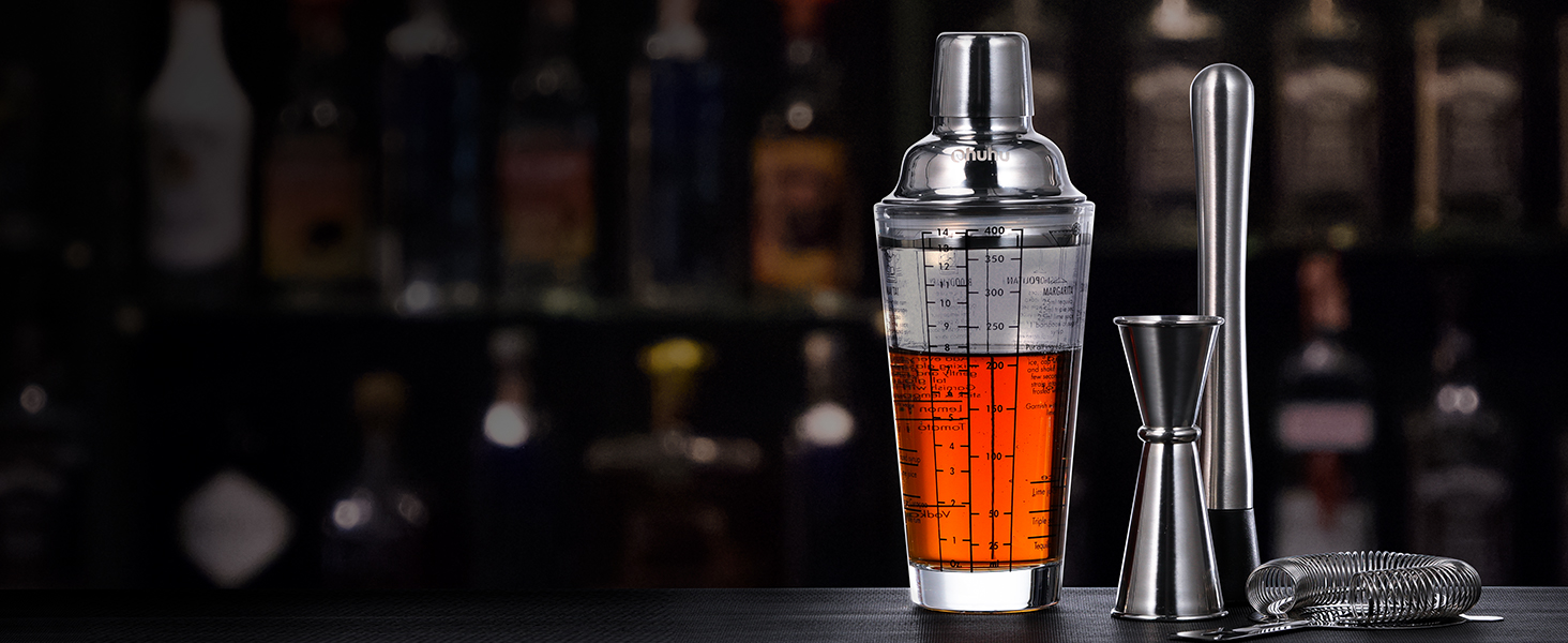 Набір для коктейлів Ohuhu 17 частин, преміум-набір бармена з нержавіючої сталі, аксесуари для приготування коктейлів, подарунок для жінок та чоловіків
