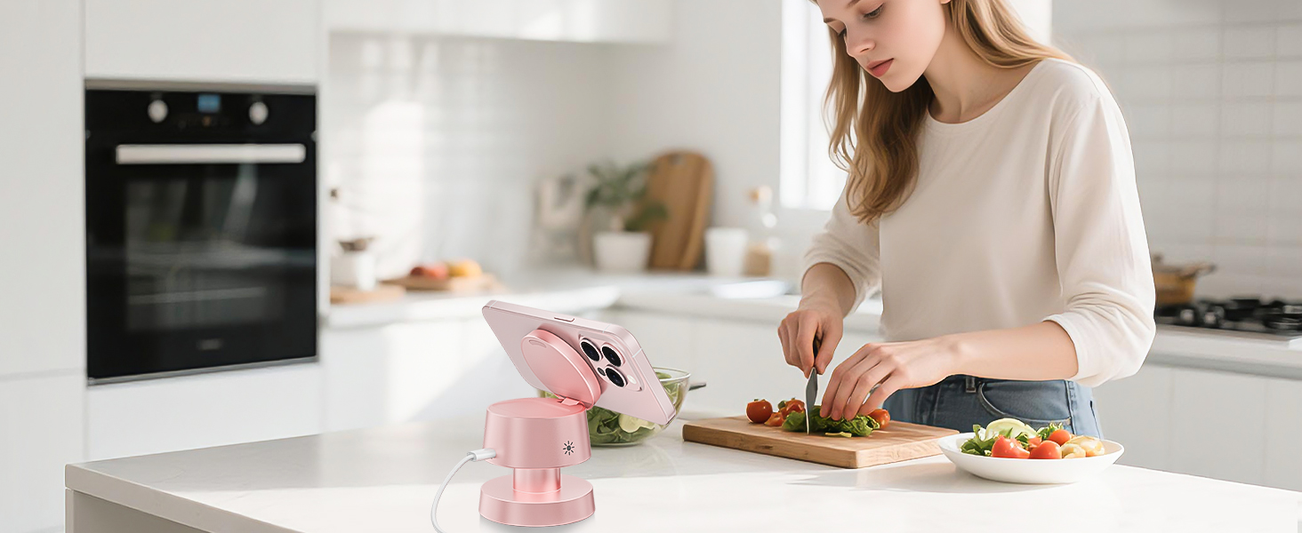 Бездротова зарядка 4-в-1 для iPhone 17/16/15/14 Pro Max з нічним світлом, сумісна з Apple Watch та AirPods, рожева