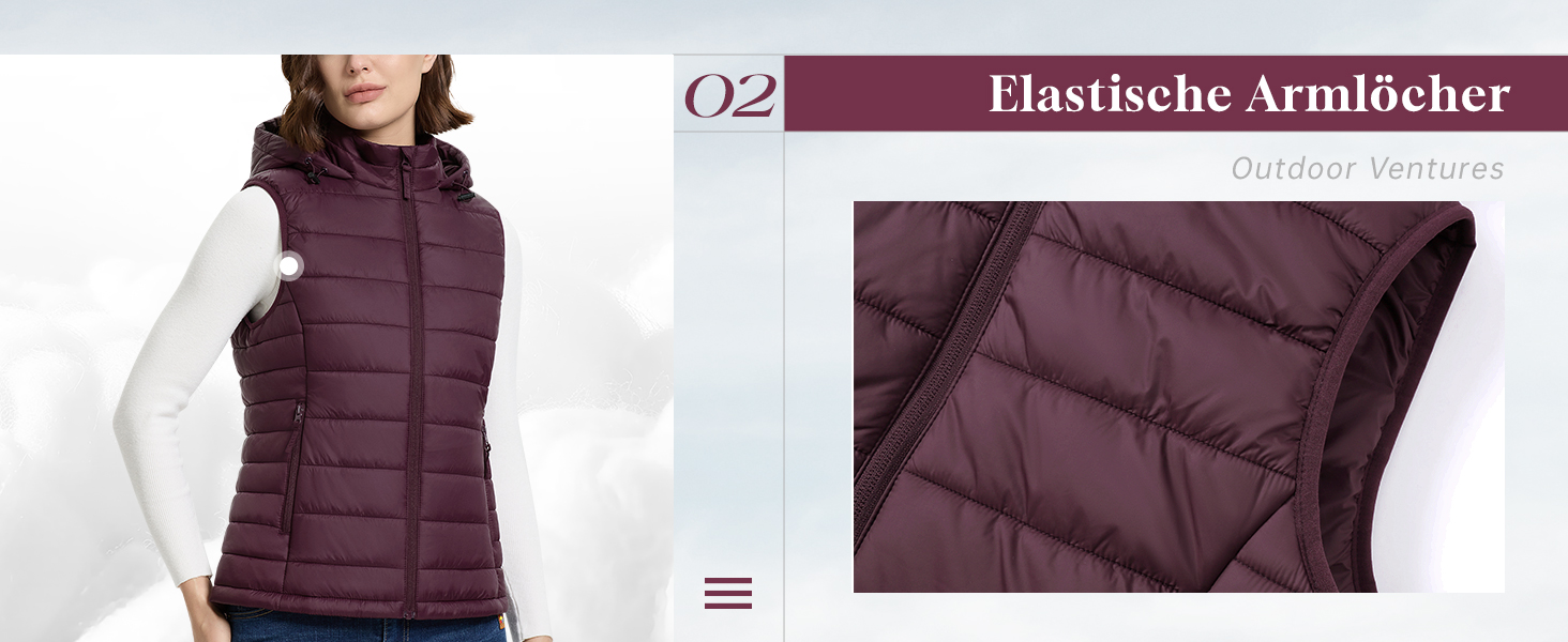 Стьобана жилетка Outdoor Ventures для жінок з капюшоном: тепла спортивна жилетка для походів, кемпінгу та їзди на велосипеді (Рожева, L)