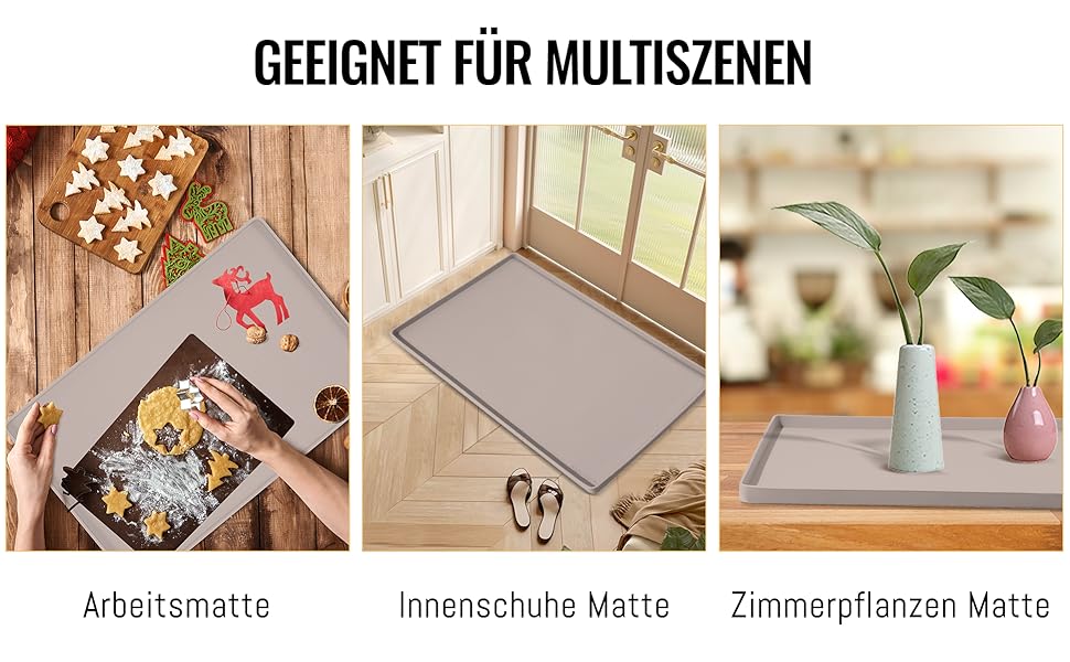 Підкладка під миску для котів та собак MateeyLife, силіконова, нековзна, водовідштовхувальна, 56x36 см, сіро-коричнева