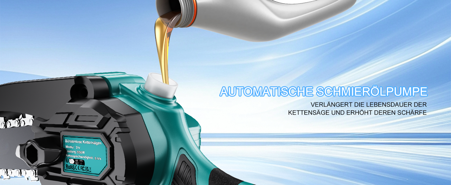 Акумуляторна міні-пилка Olubfdh 4000mAh, 6 дюймів, з автоматичним змащенням, 2 акумулятори 2000mAh, для стрижки гілок та дерева