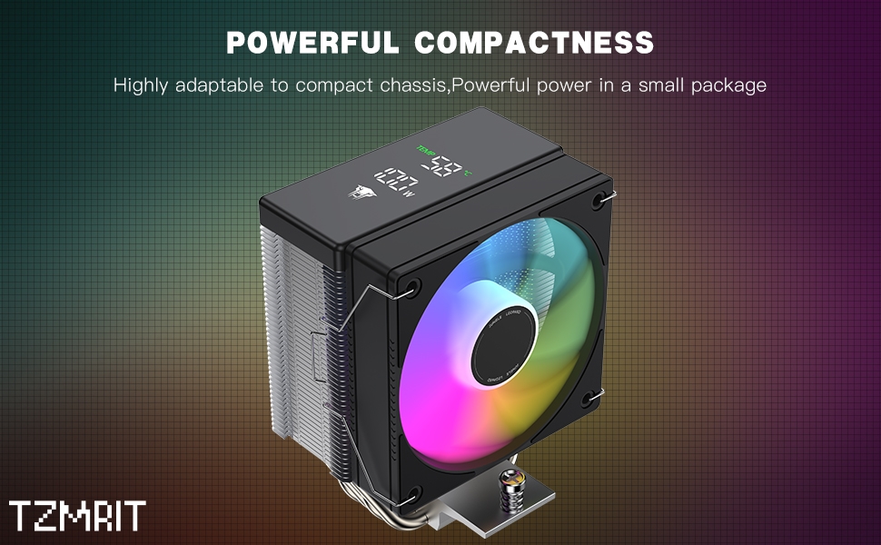 Система водяного охолодження CPU TZMRIT AF400S DGT з дисплеєм температури, для Intel LGA 1700/1200/115X/1851, AMD AM4/AM5