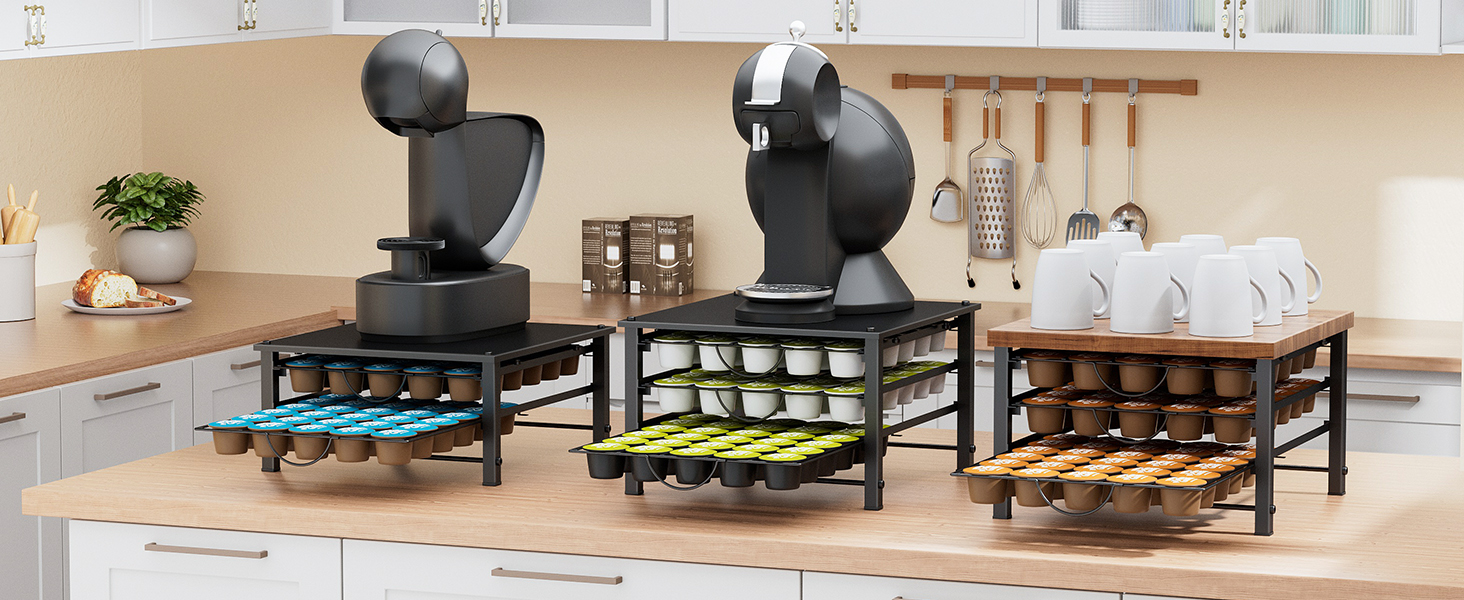 Тримач для капсул Dolce Gusto на 60 капсул, металева висувна шухляда, антиковзні ніжки, для кухні та офісу