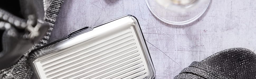 Алюмінієве картхолдер VALLET®: захист NFC/RFID, для візиток та карток, срібний, для жінок та чоловіків