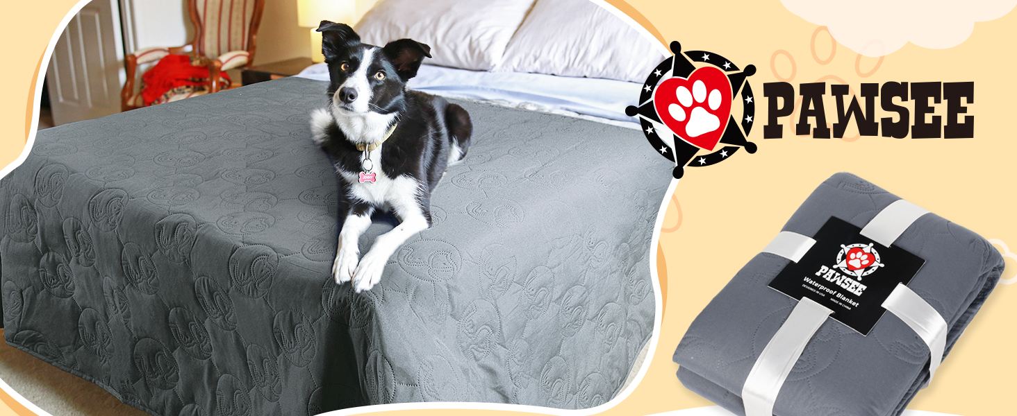 Водонепроникний килимок для собак Pawsee, антиковзкий, 150 x 120 см, сірий. Захисний килимок для собак, диван, собачий софа, для дому та подорожей, легко миється. Підходить для великих собак та котів.
