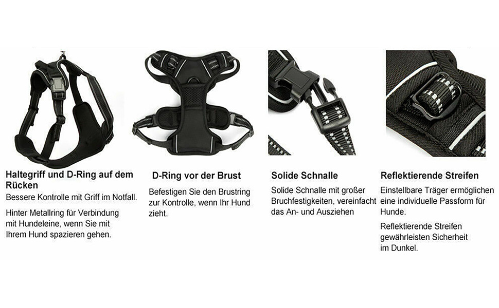 Нагрудник для собак Anti Pull для малих та середніх порід, безпечний, м'який, з регулюванням, дихаючий, з світловідбиваючими смугами (S)