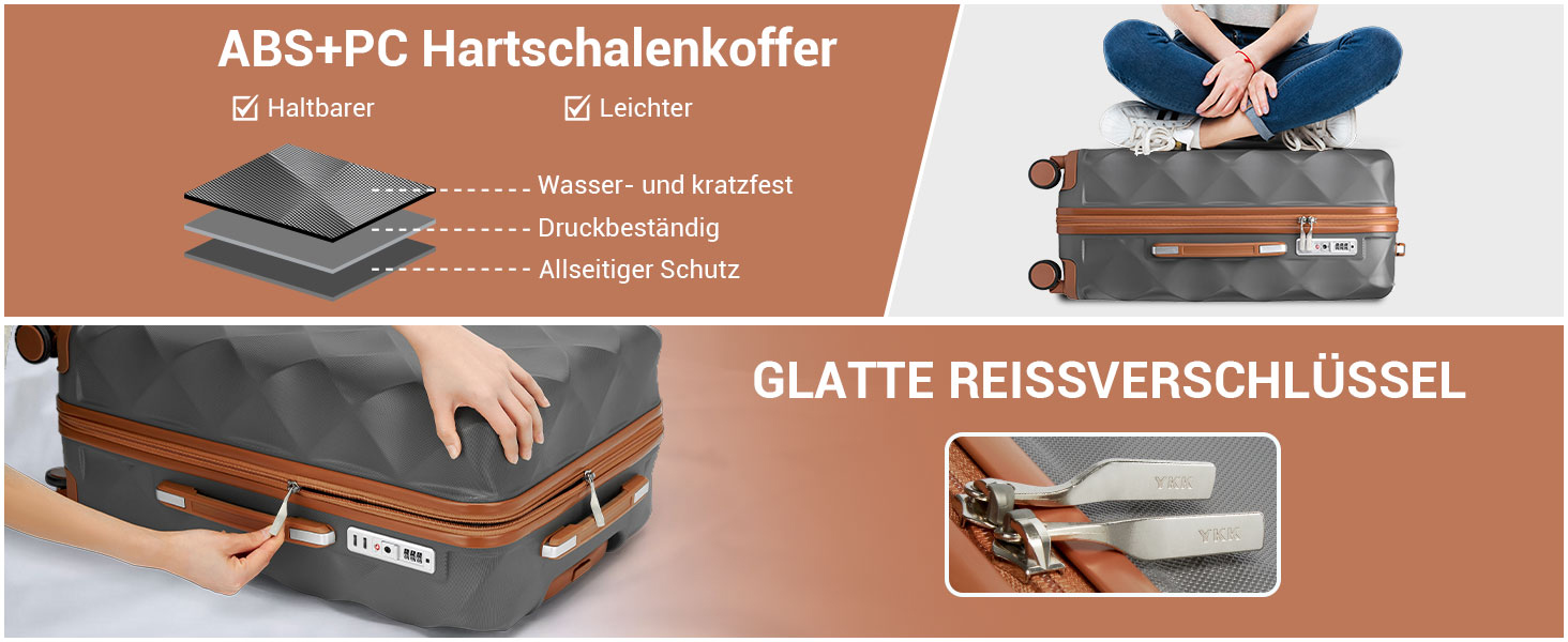 Чохол валіза British Traveller Hartschalenkoffer Groß, 74.5 x 49 x 30.5 см, сірий, з TSA-замком та 4 колесами для подорожей та бізнесу