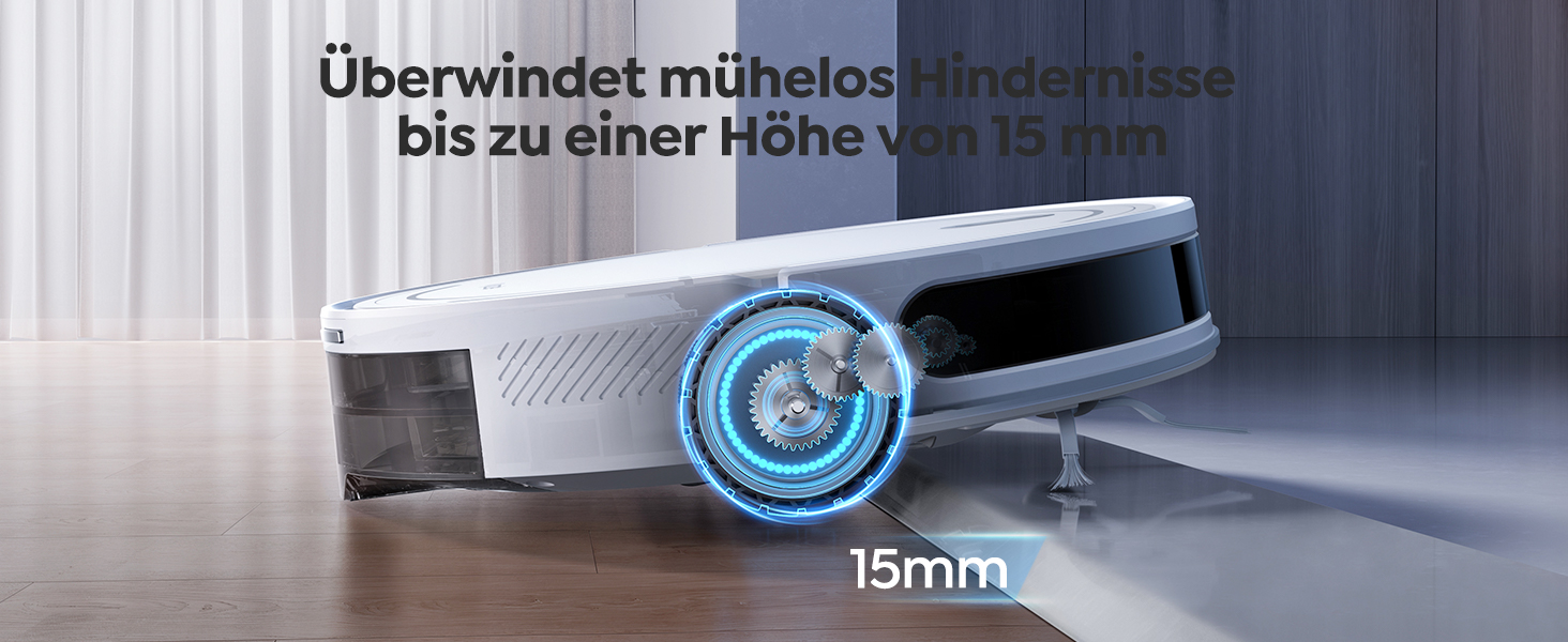 Робот-пилосос з функцією миття підлоги Vyzzle D10, LDS навігація, 5000Pa, керування через додаток/Alexa, для шерсті тварин, килимів, твердих підлог, білий