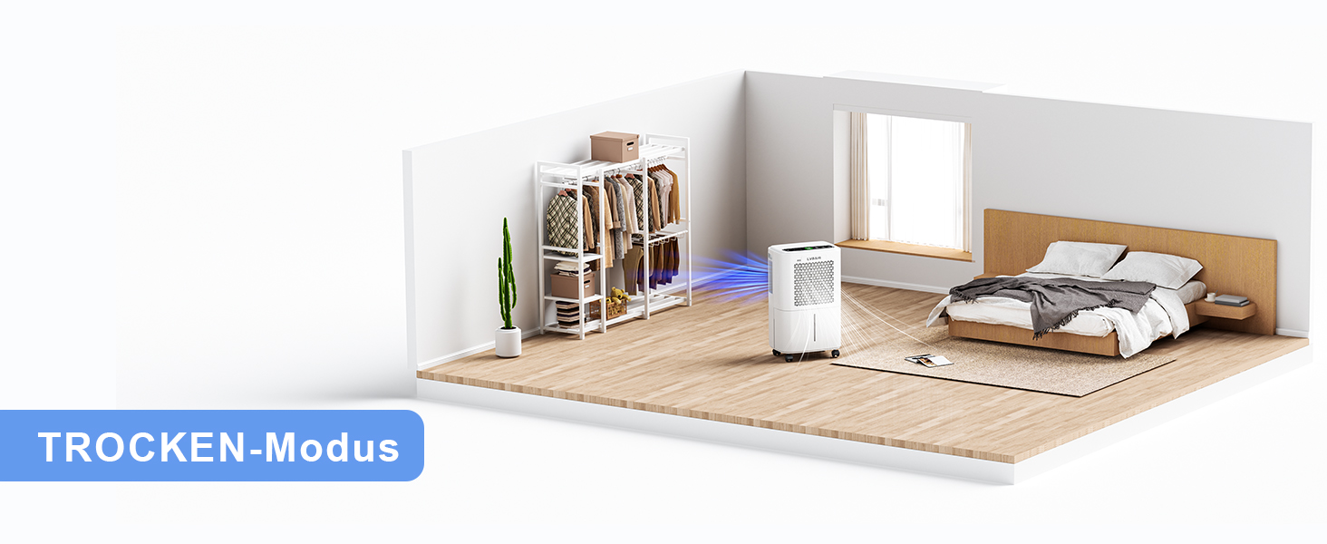 Електричний осушувач повітря 12л/день для 25м²/122м³ – потужне осушення, бак 2л, постійний дренаж, тиха робота, для спальні, підвалу, вітальні