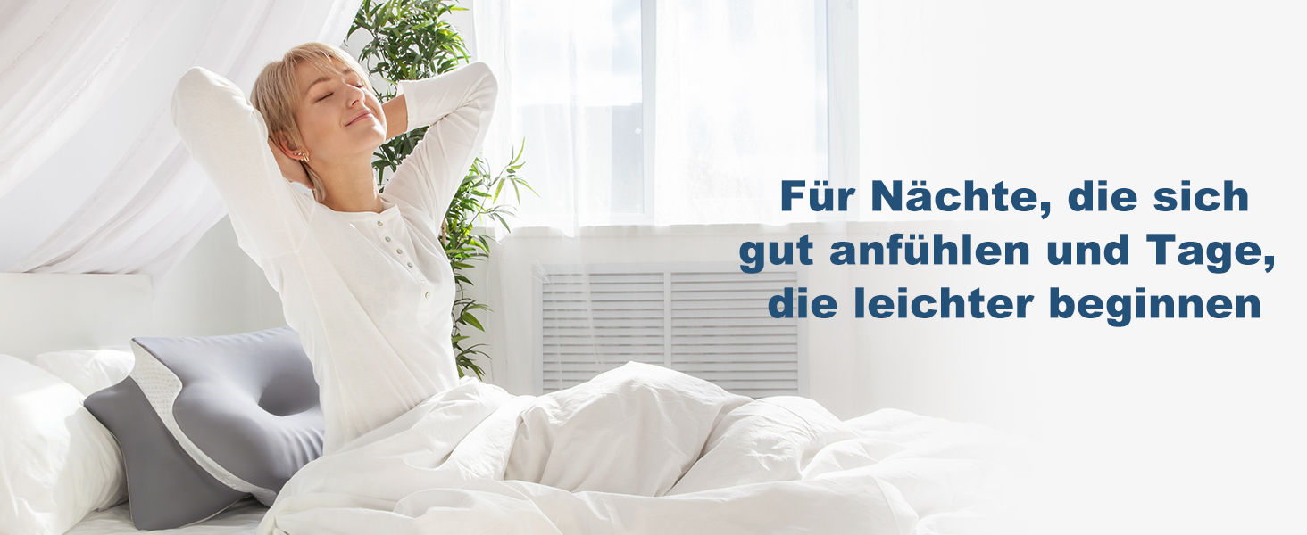 Подушка для шиї та голови з 3D-підтримкою шиї, CertiPUR-US та OEKO-TEX сертифікацією, для тих, хто спить на боці, спині та животі. Дихаюча, знімний та пральний чохол.