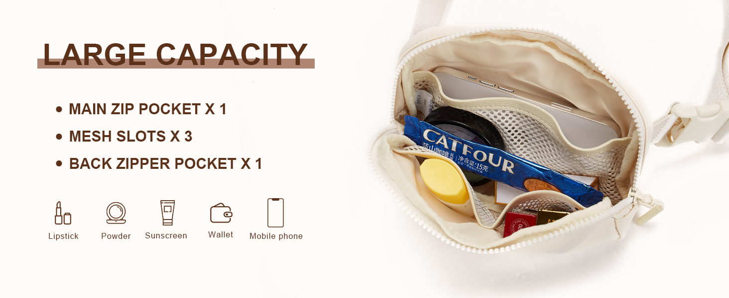 Сумка на пояс жіноча/чоловіча Telena, сумка через плече, кросбоді, поясна сумка, сумка на стегно, для спорту та повсякденного носіння, бежева