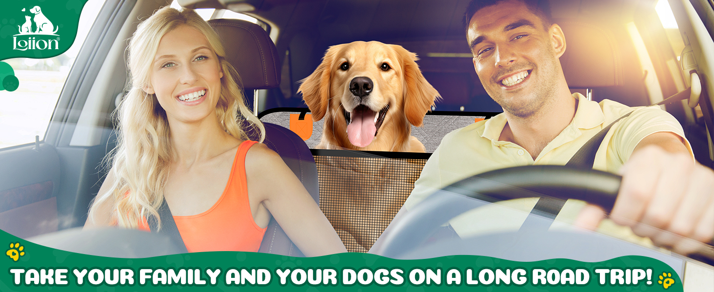 Loiion Dog Car Seat Cover - Waterproof & Protective Back Seat Liner for Cars, SUVs & Trucks - Durable, Non-Slip, Hard Bottom - Grey