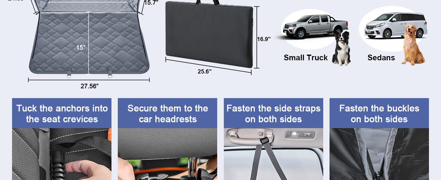 Захист для заднього сидіння автомобіля для собак з твердим дном, водонепроникний, з сіткою, сірий, розмір L (147x75 см)