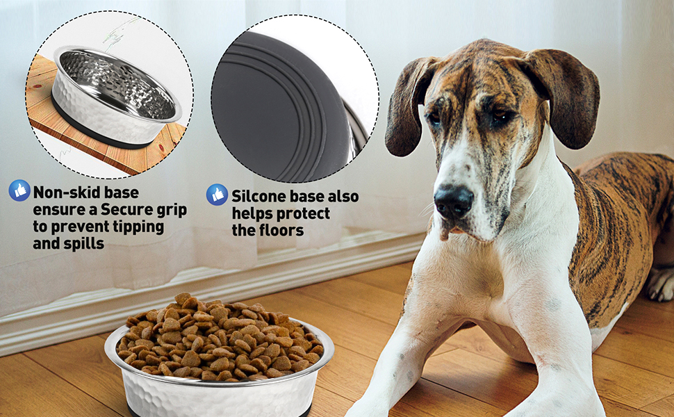 Набори мисок для собак великих, середніх та малих порід, 2 шт. з нержавіючої сталі з антиковзним силіконом, 22 см