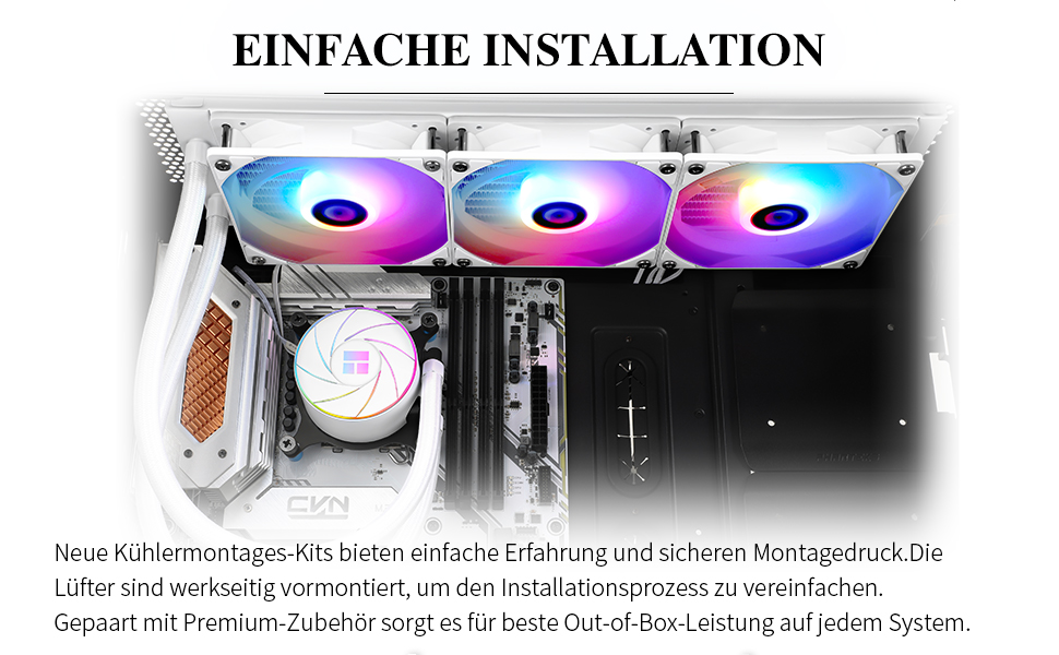 Thermalright AQUA ELITE 360 ARGB: Система водяного охолодження CPU з 3 вентиляторами 120mm, для AMD/Intel, білий колір