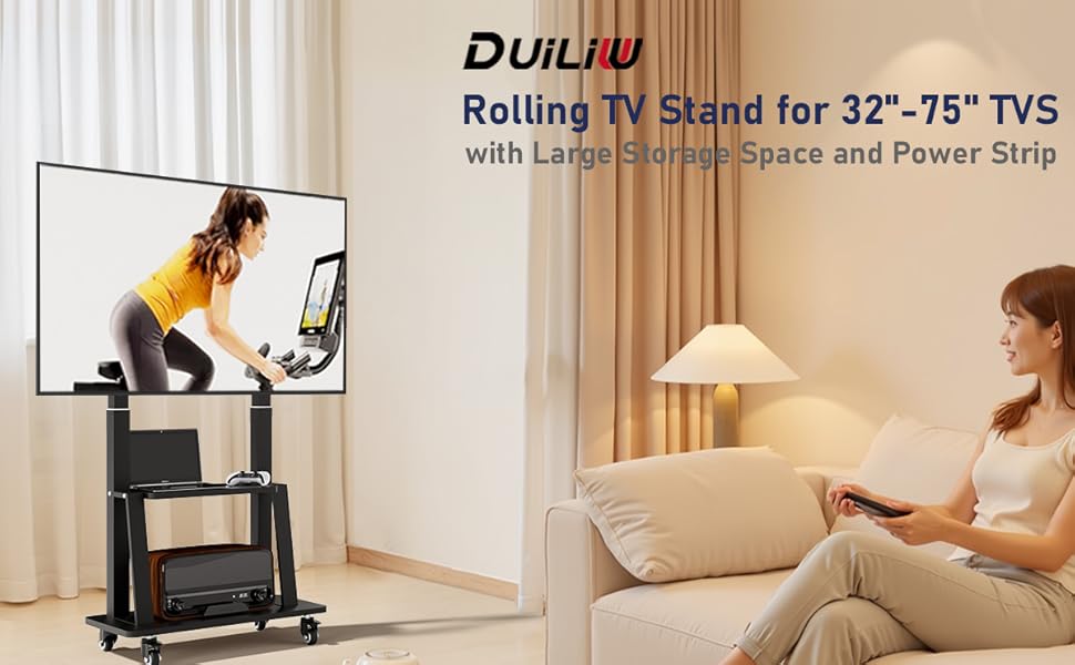 Мобільна підставка для телевізора з колесами, регульована по висоті, VESA 900x600, до 75 дюймів