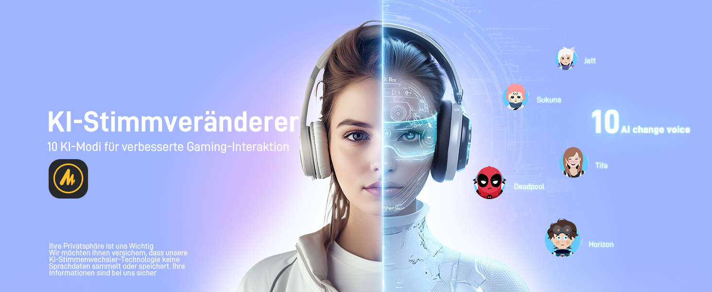 MAONO DM40 PRO Бездротовий мікрофон для ПК з RGB-підсвічуванням та ШІ-зміною голосу, 3-рівневим шумозаглушенням, для геймінгу, подкастингу та стрімінгу