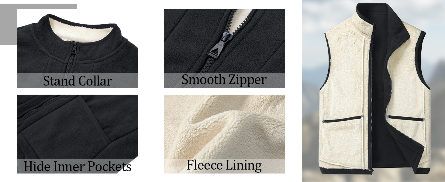 Чоловіча флісова жилетка AIEOE для осені та зими - тепла жилетка з 4 кишенями, стійким коміром, без рукавів - червона, розмір L