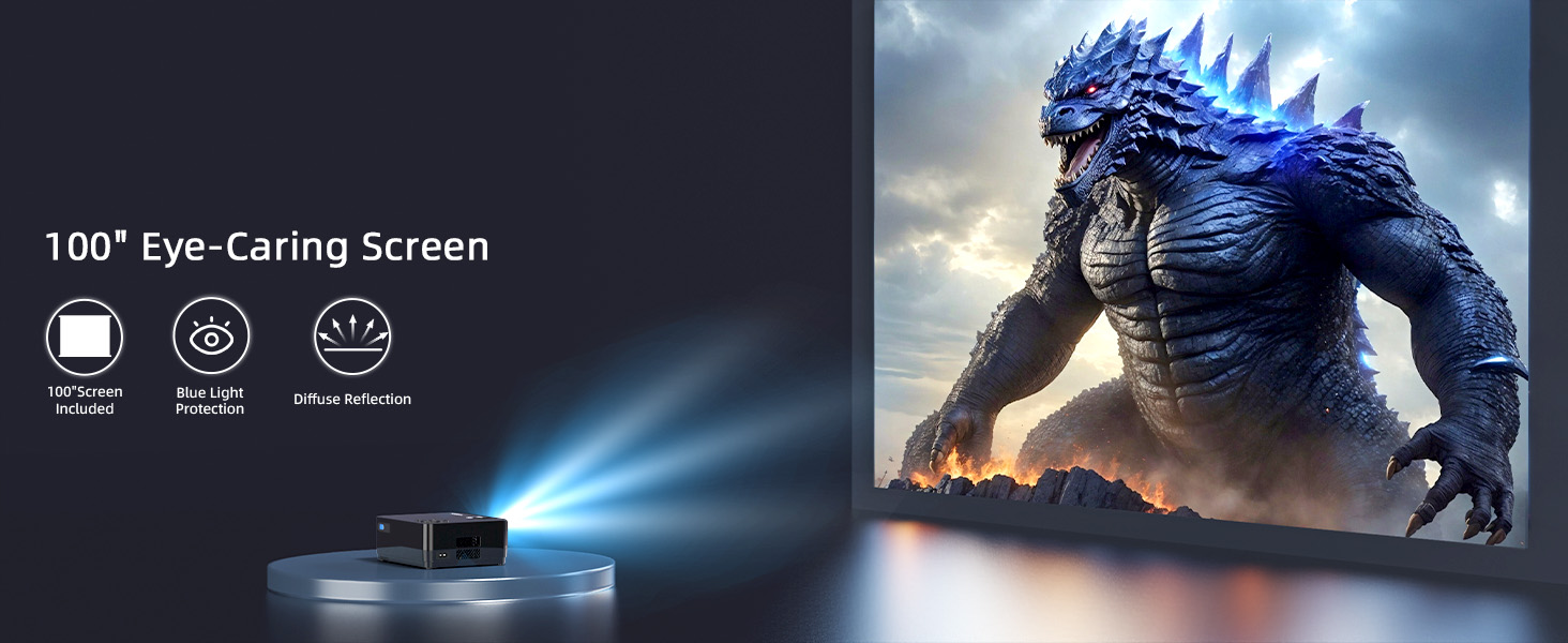 Портативний проєктор DVD Full HD Bluetooth з Wi-Fi, 4K, 20000LM, 1080P, 250 дюймів, для iOS/Android/TV-Stick/PS4/HDMI (Чорний)