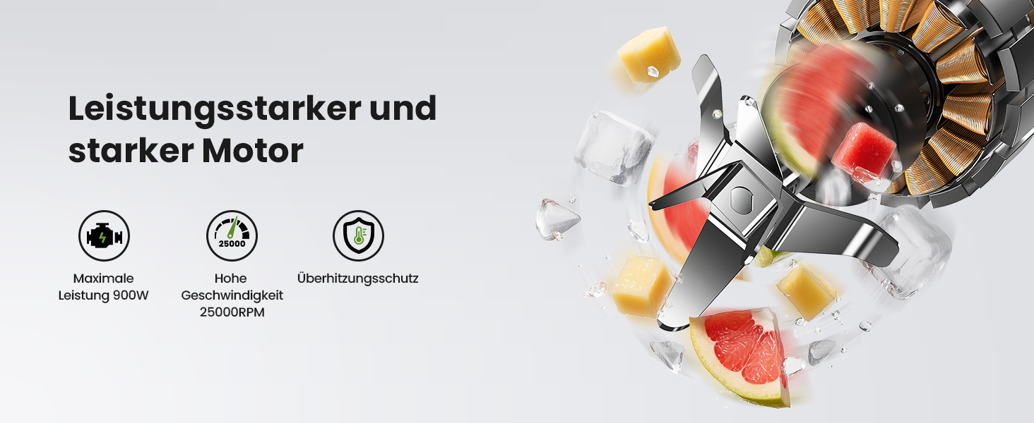 Блендер SHARDOR StandMixer HB-J666: 900W, 2 пляшки по 700мл, нержавіюча сталь, 6-лопатевий ніж, BPA Free, для смузі, шейків та соків