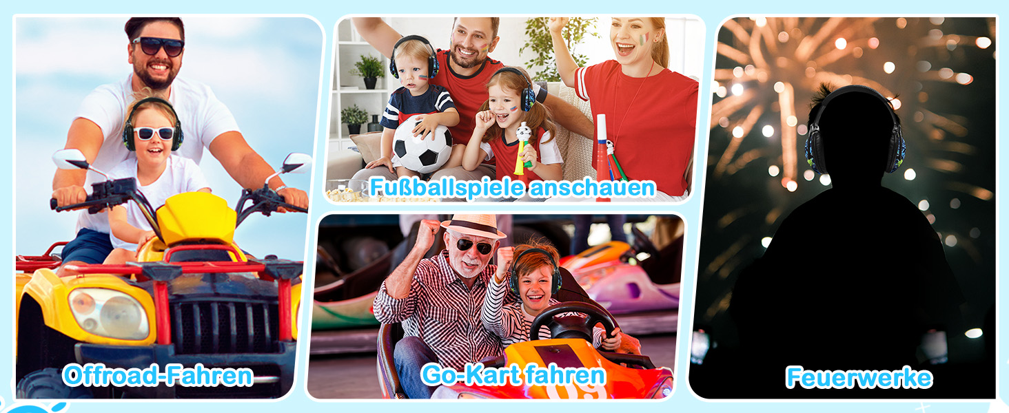 Навушники для захисту від шуму ZOHAN 030 для дітей 3-18 років, блакитні, з графіті