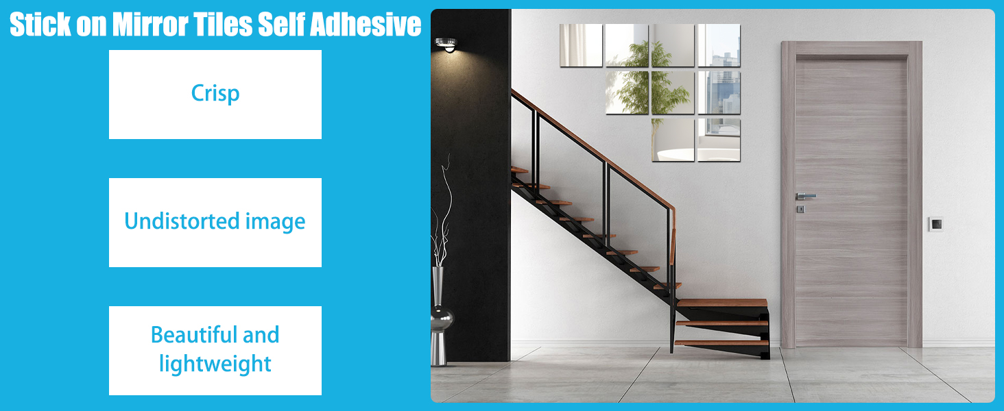 10 самоклеючих дзеркальних наліпок, 20x20 см, 2 мм акрилової плівки для ванної, вітальні, спальні, шафи