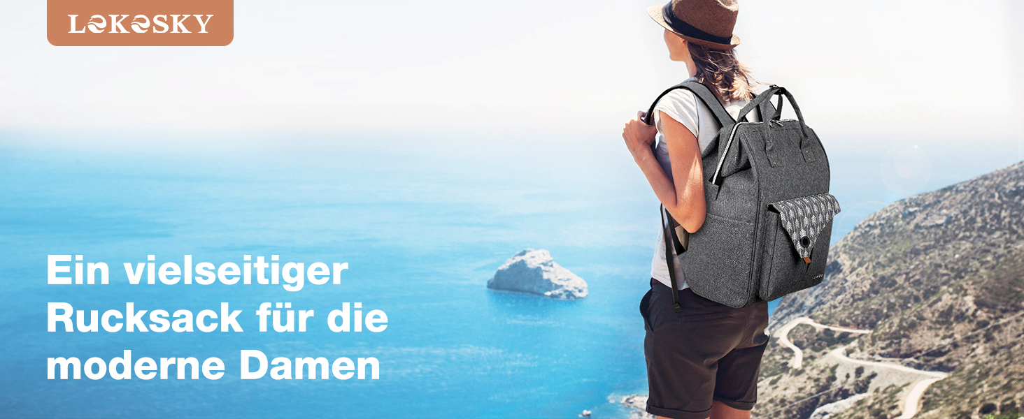 Рюкзак Lekesky для жінок: шкільний, з відділенням для ноутбука 15.6 дюймів, антикрадійний, сірий