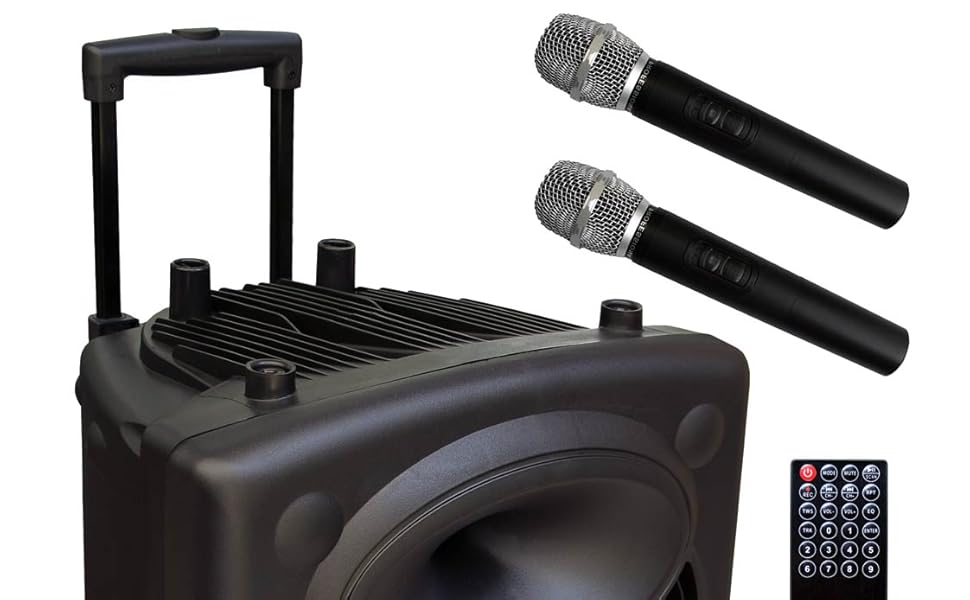 E-Lektron EL38-M MK-III: Портативна акустична система 900W з Bluetooth, MP3, USB, SD, FM, 2 мікрофонами та пультом - Звукове обладнання для вечірок та заходів