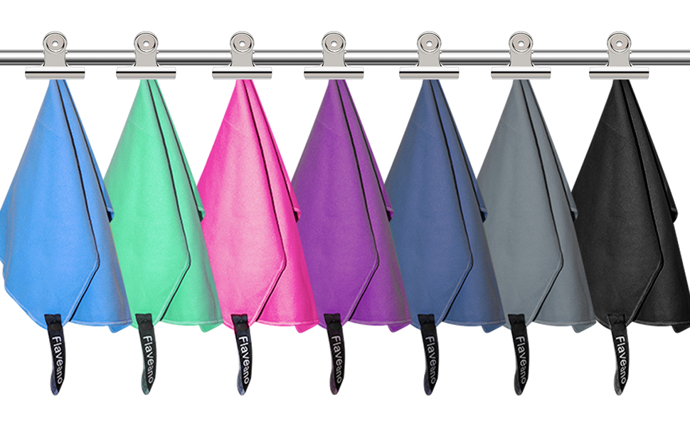 Набір рушників з мікрофібри, швидковисихаючих, 3 шт. (180x90см, 80x40см, 50x30см) для подорожей, спорту, пляжу, блакитний