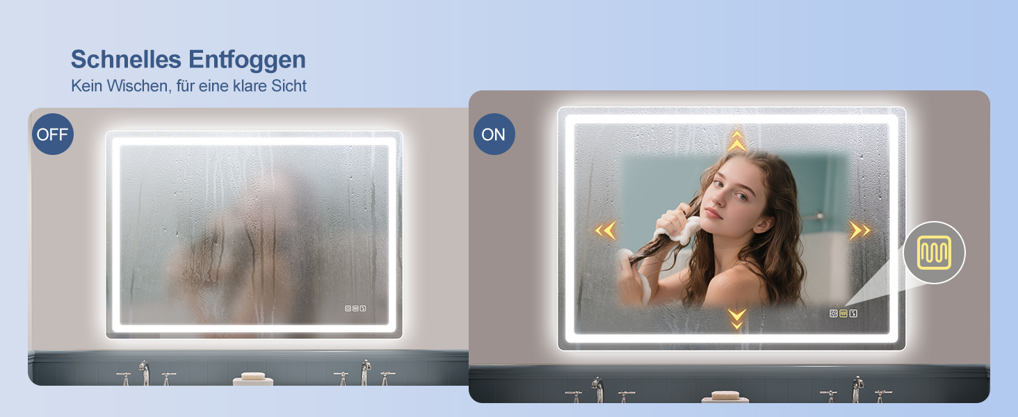 Дзеркало для ванної кімнати зі підсвічуванням STARLEAD 100x70 см з Bluetooth, антизапотівання, регулювання яскравості, 3 кольори світла, пам'ять, IP44, LED, горизонтальне/вертикальне, HD скло, Madrid Silver (M3015)