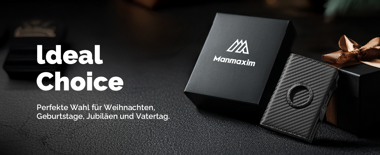 Чоловічий тонкий гаманець Portmonee з захистом RFID, Smart гаманець для карток та грошей, компактний Air Tag гаманець для 12 карт та 2 посвідчення, гаманець з висувним механізмом та відділенням для монет, A002 - Чорний карбон