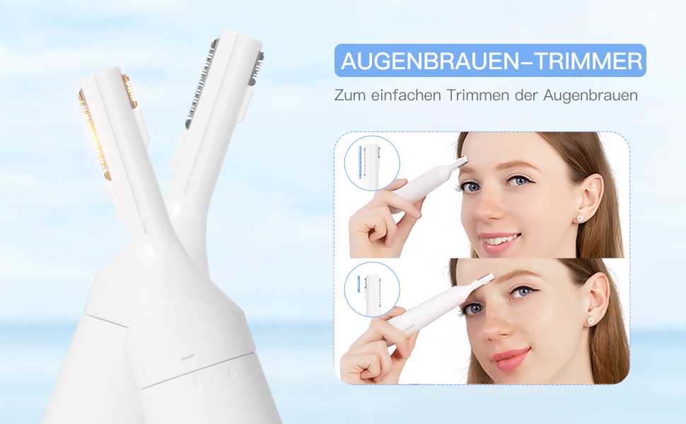Електричний триммер для волосся на обличчі 3-в-1 для жінок. Триммер для брів, обличчя, тіла. Бездротовий, водонепроникний. Білий