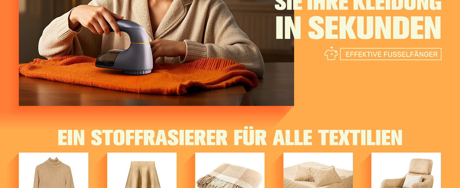 Електричний видальник ворсу POPCHOSE - бездротовий пристрій для видалення ворсу з одягу, меблів, 2000 mAh, 6 лез, 2 швидкості