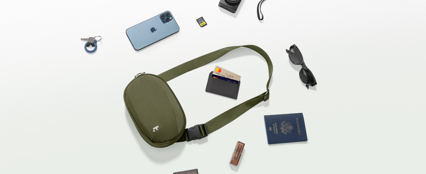 tomtoc жіноча поясна сумка, нагрудна сумка з RFID захистом, 1.5 л, зелена