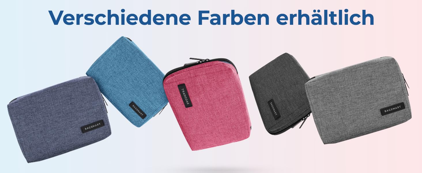 Органайзер для електроніки Bagsmart: чохол для кабелів, powerbank, USB-накопичувачів, SD-карт (рожевий/сірий)