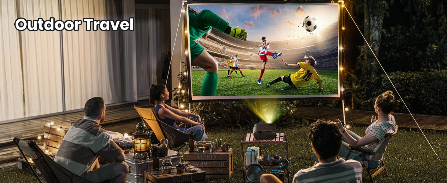 Портативний проєктор Mini Beamer 1080p з Wi-Fi, Bluetooth та штативом. Підтримка HDMI, USB, смартфонів, TV-Stick. Ідеально для домашнього кінотеатру та спальні. Чорний колір.