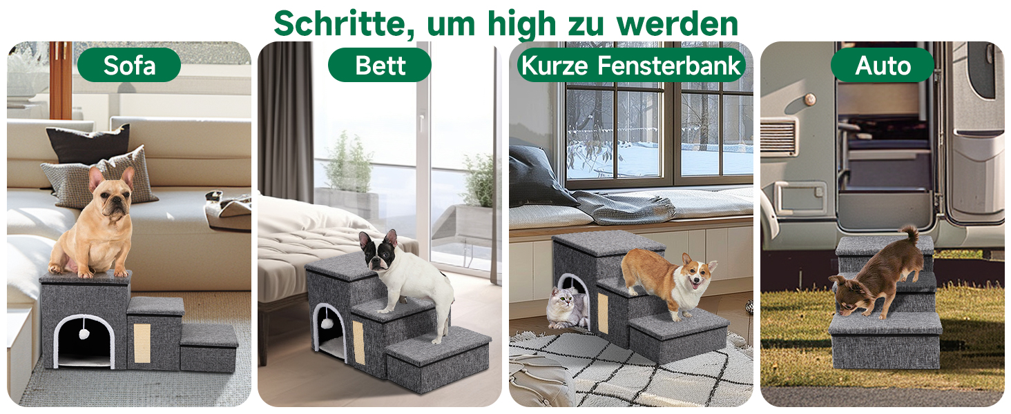 Сходинки для собак Upgrade XL, сірі, 90x35x43 см, 3 сходинки, для великих собак, котів, ліжка, дивана