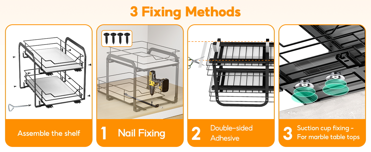 Висувна полиця для спецій на 2 яруси, регульована висота, органайзер для кухонної шафи. Висувна полиця для спецій з наклейками для кухні та робочої поверхні, розмір 26x23x23 см