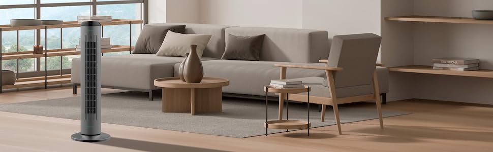 Турбовентилятор Cecotec EnergySilence 8190 Skyline Ionic: 60 Вт, 84 см, осциляція, іонізація, мідний мотор, 3 швидкості, сірий