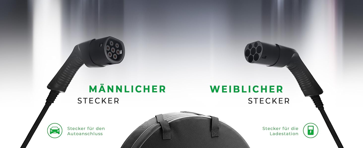 SPARK-E Wallbox зарядний кабель Type 2 11 кВт для електромобілів - 7 м, 16A3P, 11 кВт