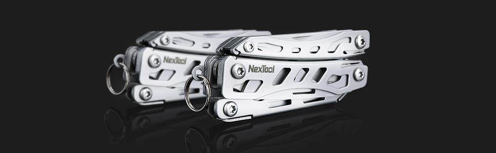 Мультитул NexTool Mini Flagship 10-в-1: кишеньковий ніж, відкривачка, ножиці, плоскогубці, викрутка, багатоцільовий інструмент для кемпінгу, сріблястий