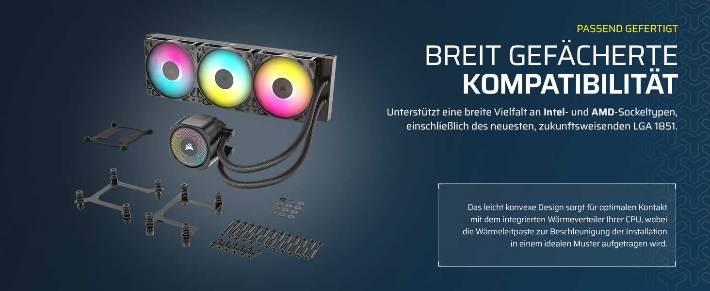 Система водяного охолодження Corsair Nautilus 360 RS для CPU - тиха, з прямим підключенням до материнської плати, сумісна з Intel LGA 1851/1700, AMD AM5/AM4, 3x RS120 вентилятори (ARGB, 360mm AIO, чорний)