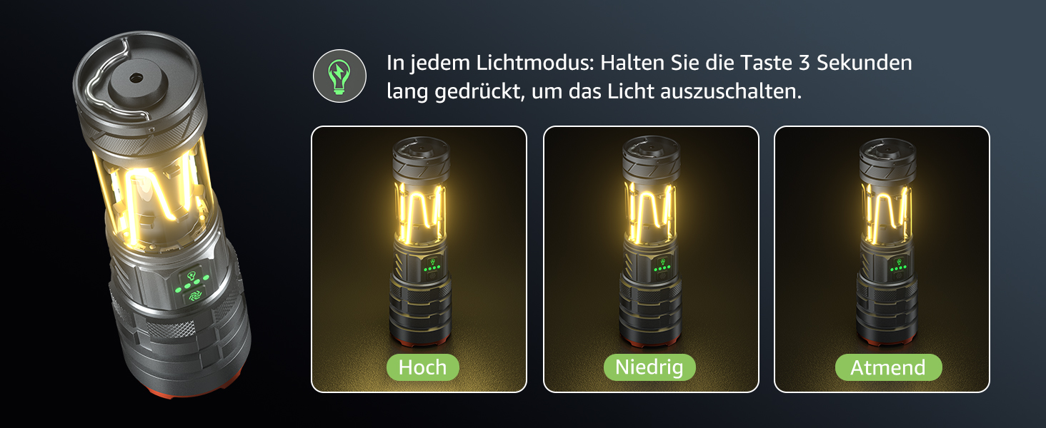 Потужний ліхтарик LED 1000000 люмен, ліхтарик з підзарядкою, кемпінгове світло, зум, 11 режимів, довга робота, водонепроникний тактичний ліхтарик для кемпінгу, відпочинку на природі, надзвичайних ситуацій (сірий)