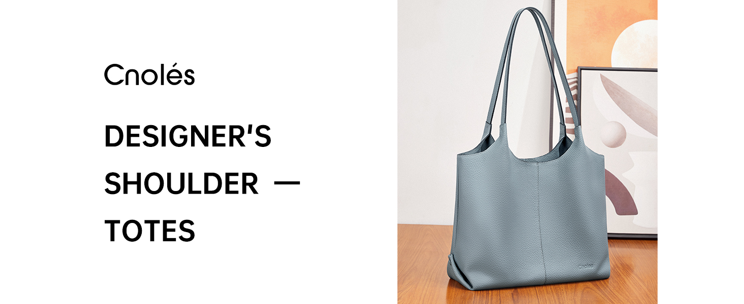 Шкіряна сумка-шопер Cnoles для жінок, велика сумка-тоут на плече для офісу, школи, покупок, коричнева 39x12x28.5 см